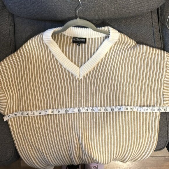 Kittenish (set) brown & cream V neck striped sweater & matching sweatpants XL - Picture 7 of 14